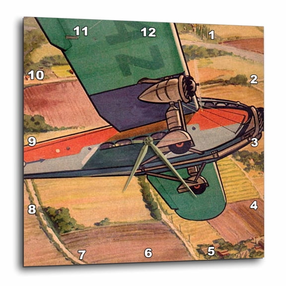 3drose, Propeller Airplane, 15x15 Wall Clock