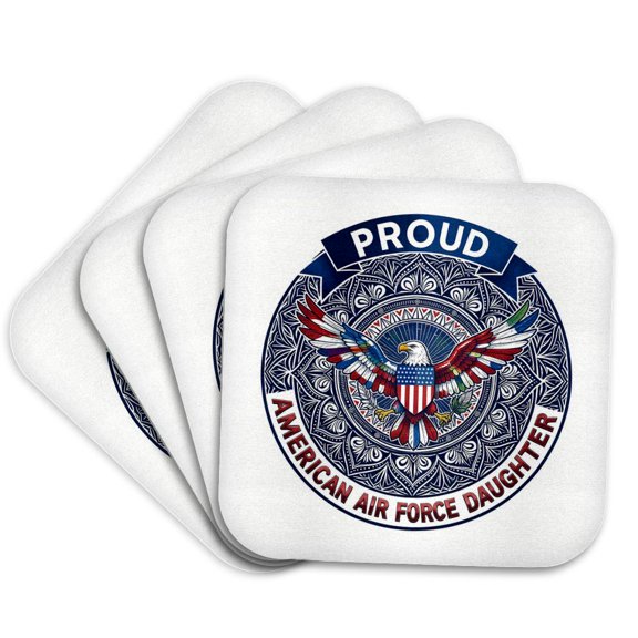 3drose, Proud American Air Force Aunt. Classy Art with Eagle. Gift for Woman, Set of 4 Coasters - Soft