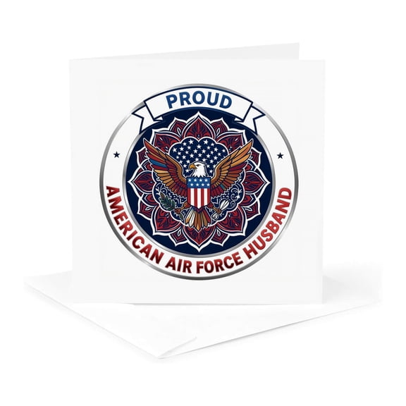 3drose, Proud American Air Force Brother. Nice Art with Eagle. Gift for a Bro, 1 Greeting Card with Envelope