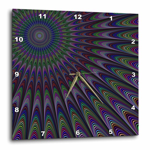 3drose, Psychedelic Fractal Sun - Colorful Abstract Graphic Design, 10x10 Wall Clock