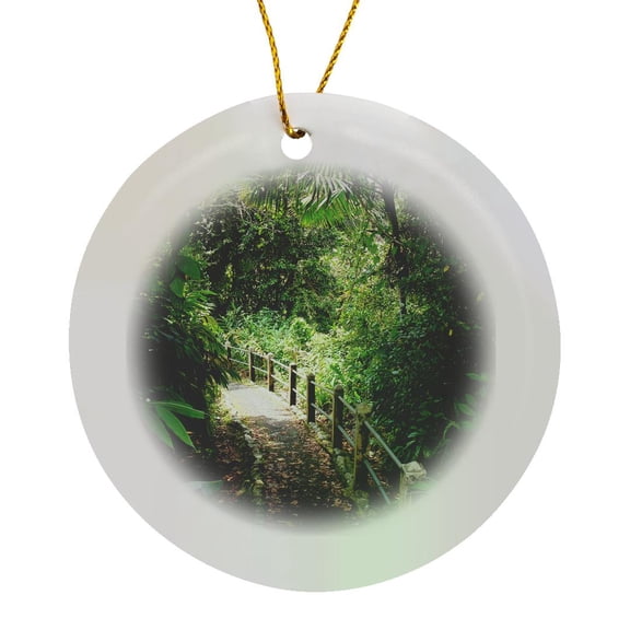 3drose, Puerto Rico, Luquillo, El Yunque National Forest Path - Ca27 Mgl0030 - Miva Stock, Circle Porcelain Ornament