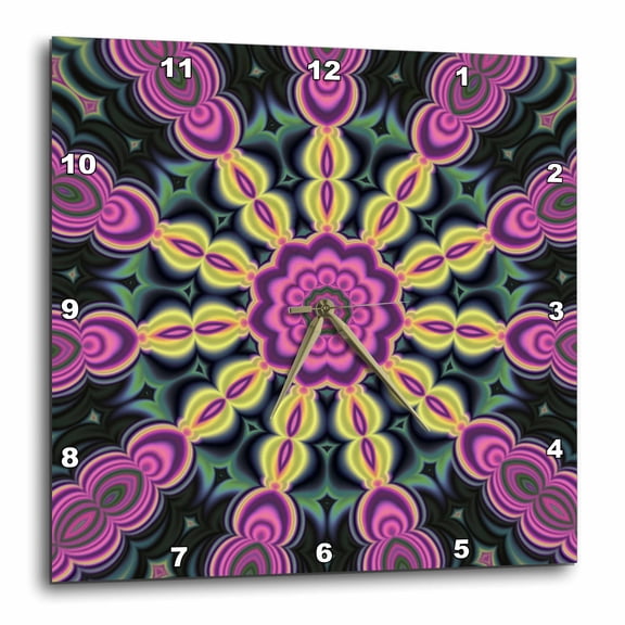 3drose, Purple Asian Mandala Symbol, 15x15 Wall Clock