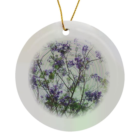 3drose, Purple Flower Tree Jacaranda Against Bright Sky Spiral, Circle Porcelain Ornament