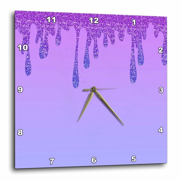 3drose, Purple Gradient Image of Purple Glitter Dripping, 15x15 Wall Clock