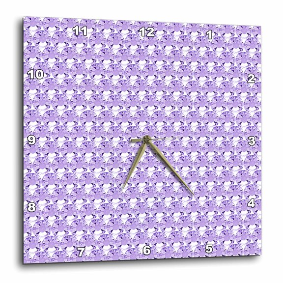 3drose, Purple Rhinestone Gem Print, 10x10 Wall Clock