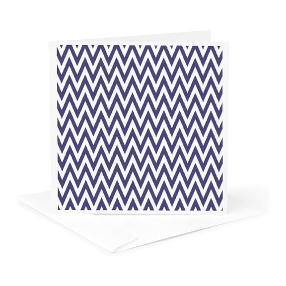 3drose, Purple and White Chevron, 1 Greeting Card with Envelope