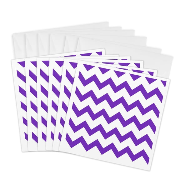 3drose, Purple and White Chevron, 6 Greeting Cards with Envelopes