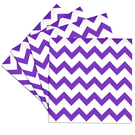 3drose, Purple and White Chevron, Set of 4 Ceramic Tile Coasters