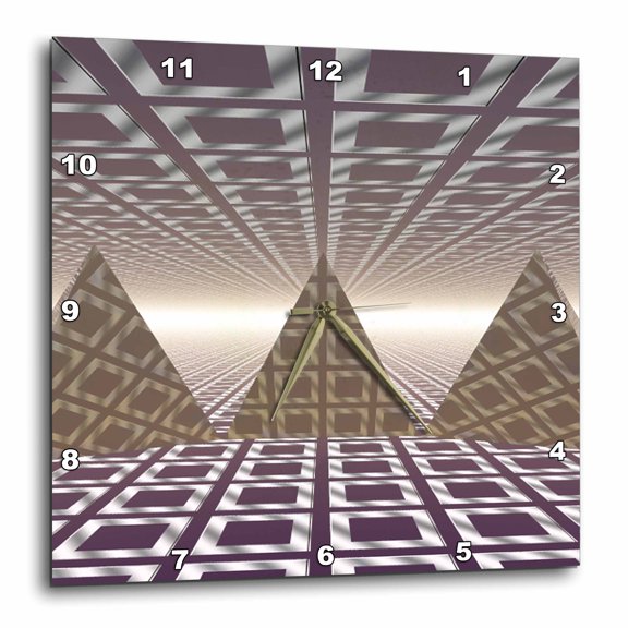 3drose, Pyramids Three Dimensional Digital Art of Tiled Series of Triangular Pyramids, 15x15 Wall Clock