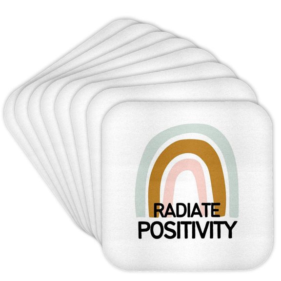 3drose, Radiate Positivity Quotes About Mental Health Awareness, Set of 8 Coasters - Cork