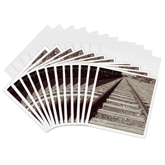 3drose, Railroad Tracks, 12 Greeting Cards with Envelopes