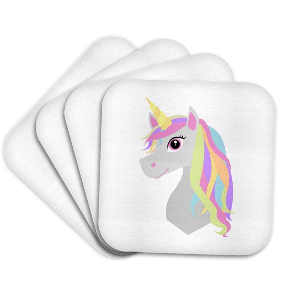 3drose, Rainbow Unicorn, Set of 4 Coasters - Soft