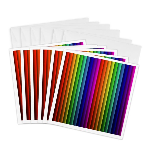 3drose, Rainbow Vertical Stripes, 6 Greeting Cards with Envelopes