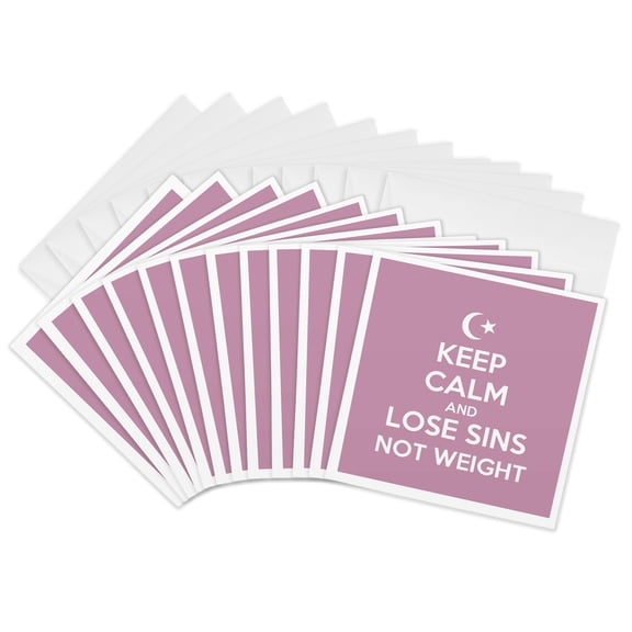 3drose, Ramadan Keep Calm and Lose Sins Not Weight, 12 Greeting Cards with Envelopes