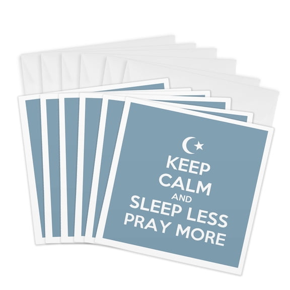 3drose, Ramadan Keep Calm and Sleep Less Pray More, 6 Greeting Cards with Envelopes
