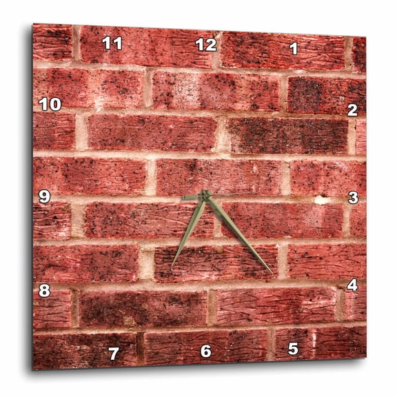 3drose, Red Brick Wall - Grunge Brown Brick Texture Photography - Urban City Architecture - Builder Gifts, 15x15 Wall Clock