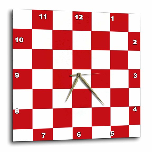 3drose, Red Checkered Squares - Italian - Art, 13x13 Wall Clock