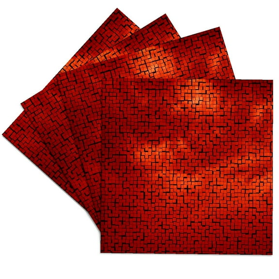 3drose, Red Clouds Tile Pattern, Set of 4 Ceramic Tile Coasters