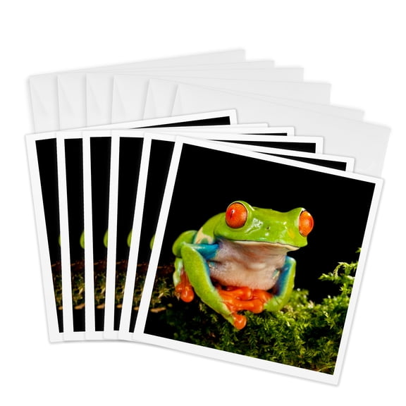 3drose, Red Eye Treefrog, Native to Central America - Na02 Dno0849 - David Northcott, 6 Greeting Cards with Envelopes