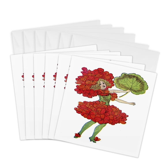 3drose, Red Fairy Girl, 6 Greeting Cards with Envelopes