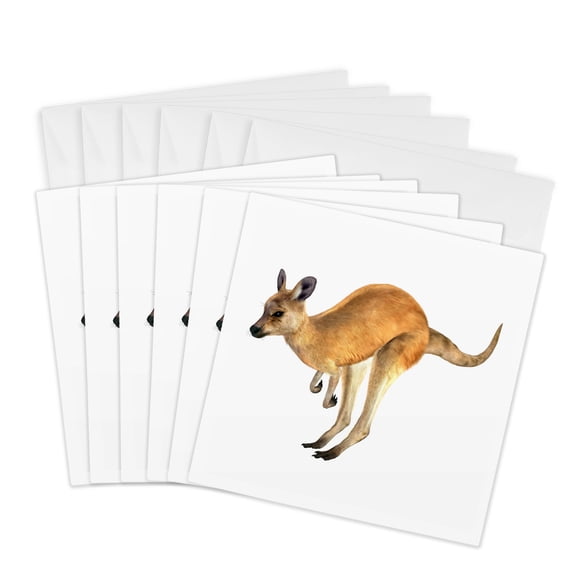 3drose, Red Kangaroo Hopping, 6 Greeting Cards with Envelopes