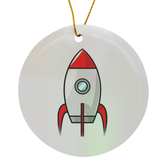 3drose, Red Rocket, Circle Porcelain Ornament