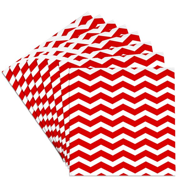 3drose, Red and White Chevron Zig Zag Pattern - Modern Contemporary Bold Zigzag Stripes - Trendy Zig Zags, Set of 8 Ceramic Tile Coasters
