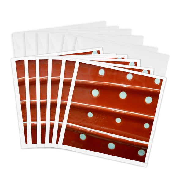 3drose, Red with Dots, 6 Greeting Cards with Envelopes