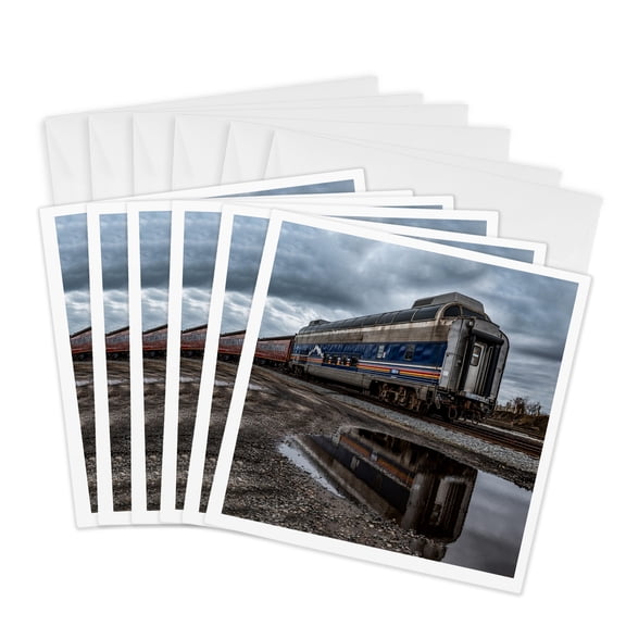 3drose, Reflecting Train, 6 Greeting Cards with Envelopes
