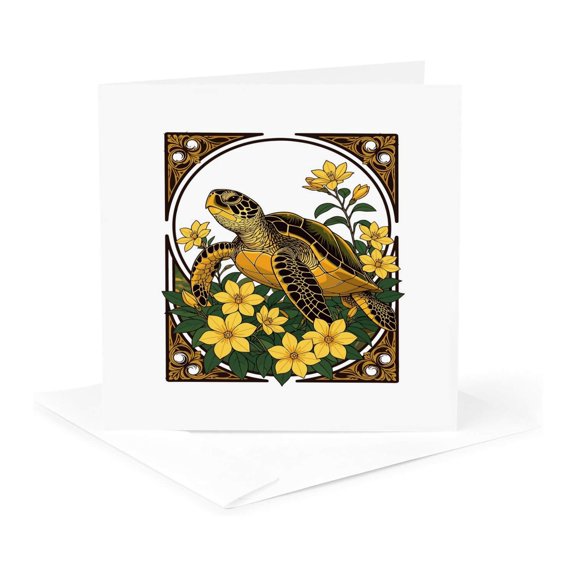 3drose, Reptile Caretta Caretta and Gelsemium, 1 Greeting Card with Envelope