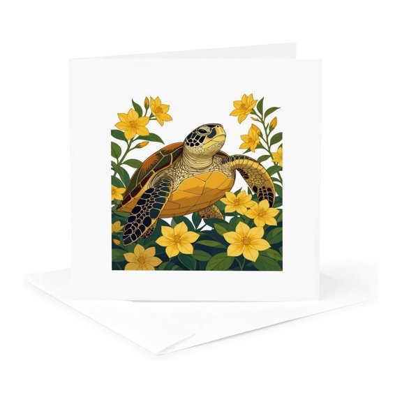 3drose, Reptile Caretta Caretta and Gelsemium, 1 Greeting Card with Envelope