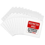 3drose, Restricted Area Authorized Hot Wheels Fans Only Sign, 12 Greeting Cards with Envelopes