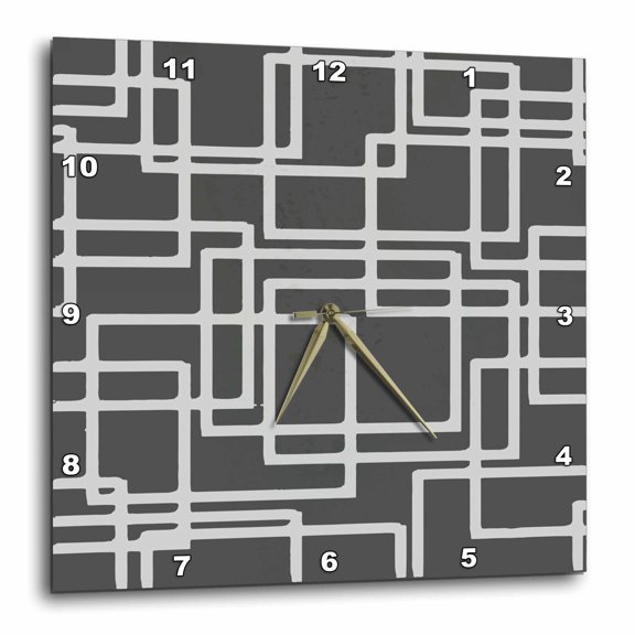 3drose, Retro Modern Blanched Slate Squares Storm Grey, 15x15 Wall Clock