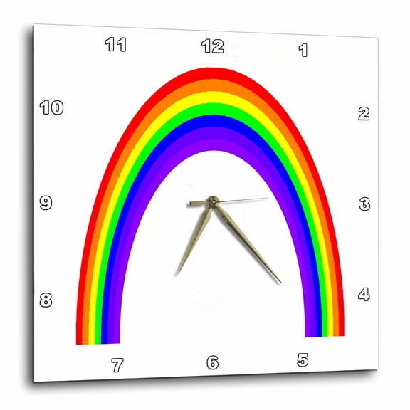 3drose, Retro Rainbow Seventies Style Seven Colors, 10x10 Wall Clock