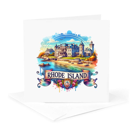 3drose, Rhode Island State. Usa. Landmarks and Colorful Landscapes. Art Gift, 1 Greeting Card with Envelope
