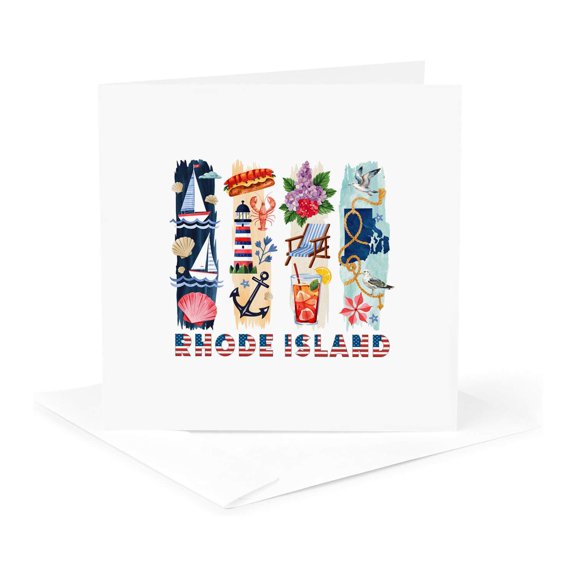 3drose, Rhode Island State. Usa. Local Aspects. Travel, Tourism Family Gift, 1 Greeting Card with Envelope