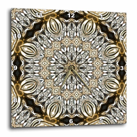 3drose, Rich Jewelry Elegant Gold Flower Mandala, 15x15 Wall Clock
