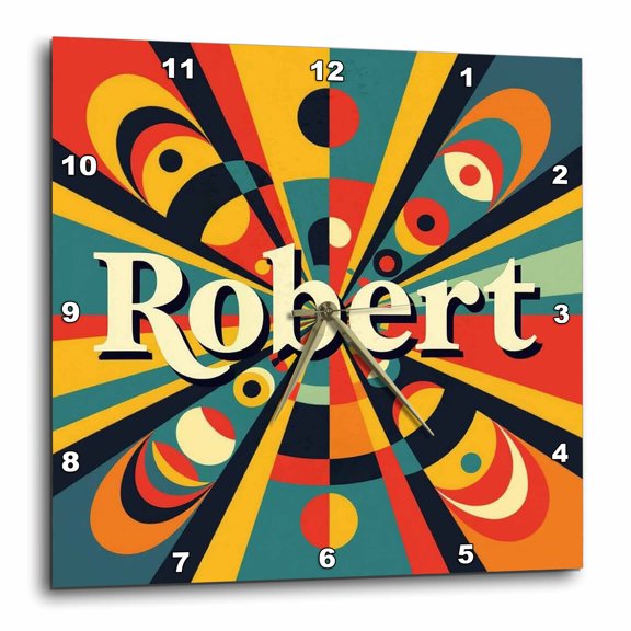 3drose, Robert Male Name. an Elegant Curvy Abstract Art Background. Cool Gift, 10x10 Wall Clock