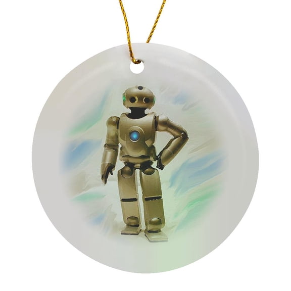 3drose, Robot, Circle Porcelain Ornament