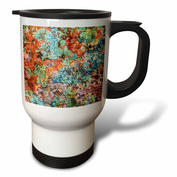 3drose, Rock with Lichen. Lower Deschutes River, Central Oregon, Usa., 14oz Stainless Steel Travel Mug