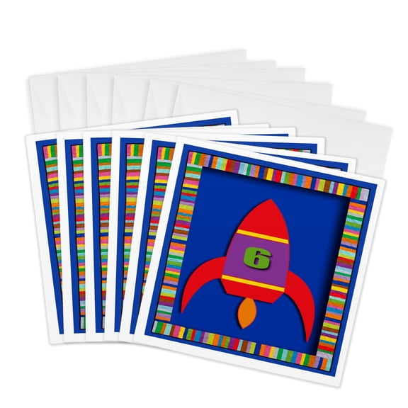 3drose, Rocket Six, 6 Greeting Cards with Envelopes