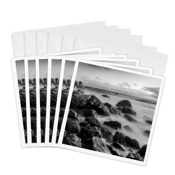 3drose, Rocky Muir Beach Evening, California, Usa, 6 Greeting Cards with Envelopes