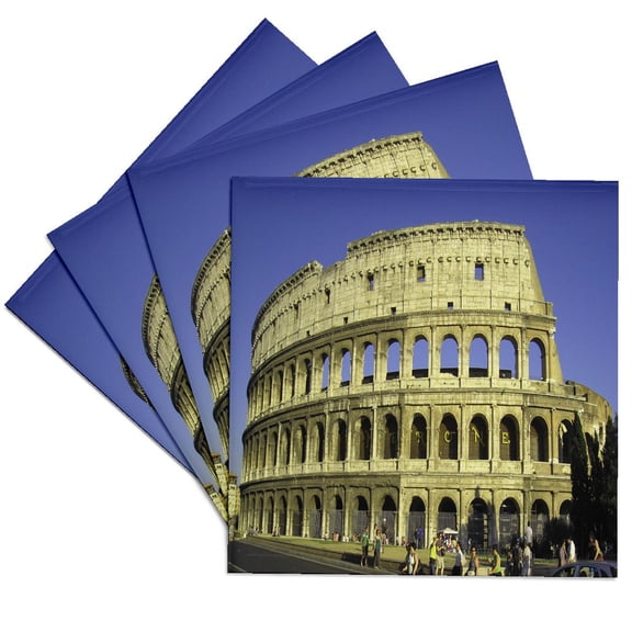 3drose, Rome, Italy Colosseum, Blue Sky, Set of 4 Ceramic Tile Coasters