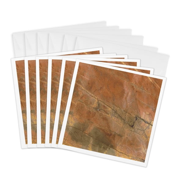 3drose, Rosa Damascus Marble Print, 6 Greeting Cards with Envelopes