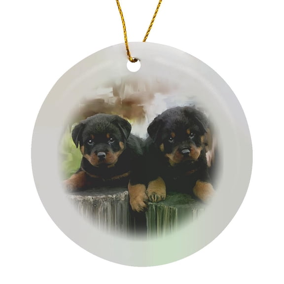 3drose, Rottweiler, Circle Porcelain Ornament