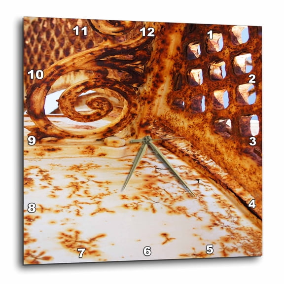 3drose, Rusty Scroll Corner, 10x10 Wall Clock