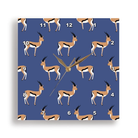 3drose, Safari Animals Gazelles on Blue, 15x15 Wall Clock