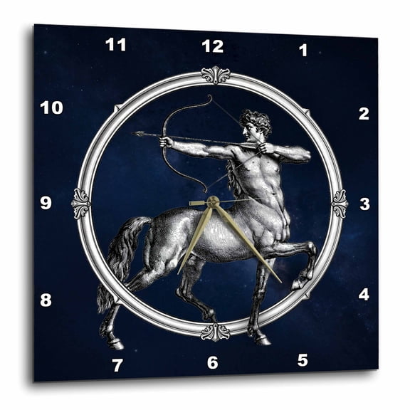 3drose, Sagittarius Zodiac Archer Celestial Vintage Astrology Art, 15x15 Wall Clock