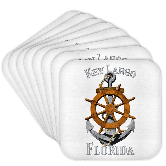 3drose, Sailing Anchor for a Florida Vacation to Key Largo Florida Keys., Set of 8 Coasters - Cork