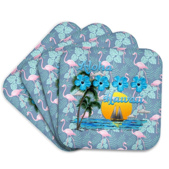 3drose, Sailing Sunset for Aloha Hawaii Vacation Design., Set of 4 Coasters - Cork